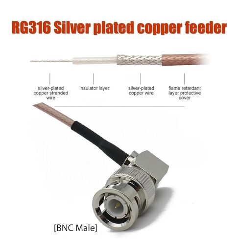 RG316 Q9 BNC Male 90 Degree Right Angle Cable Coax Jumper Pigtail Crimp 1Pcs(300CM) in Saudi Arabia