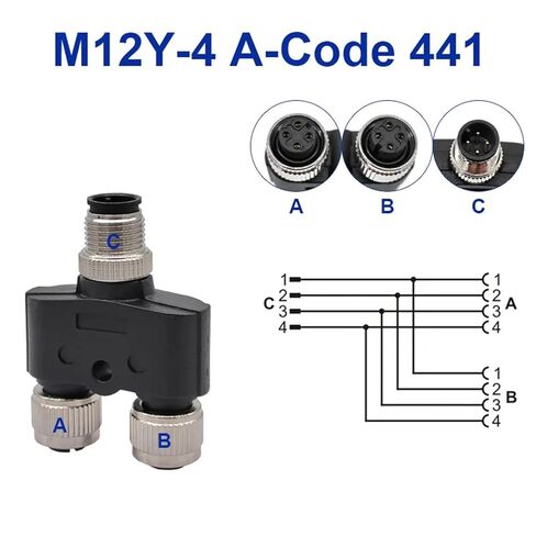 M12 Sensor Connector Male Female Y Shaped Conversion 4 5 8 Pin Connectors 1Pcs(4P Y (1M-2F)) in Saudi Arabia