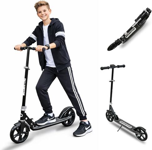 Kick Scooter for Kids Ages 6+, Teens & Adults, Adjustable Handlebars, Rear Brake, Big Wheel Foldable Scooter for Indoor & Outdoor in Saudi Arabia