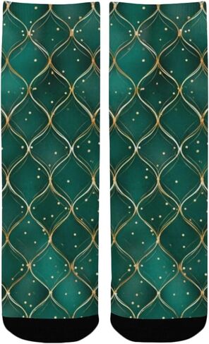 جوارب المشي لمسافات طويلة بطباعة شبكية زمردية - جوارب شتوية حرارية سميكة دافئة للأولاد والبنات للمدرسة، والارتداء اليومي والأنشطة الخارجية in Kuwait