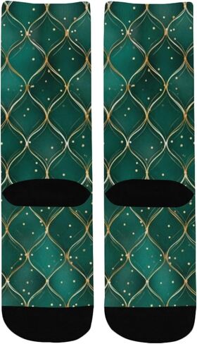جوارب المشي لمسافات طويلة بطباعة شبكية زمردية - جوارب شتوية حرارية سميكة دافئة للأولاد والبنات للمدرسة، والارتداء اليومي والأنشطة الخارجية in Kuwait