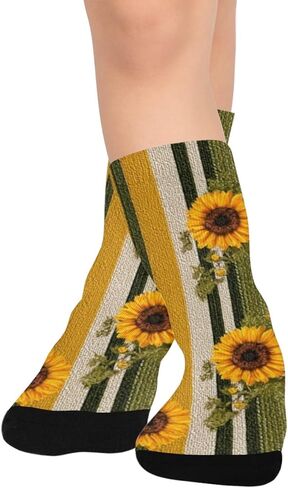 جوارب المشي لمسافات طويلة بطبعة زهور مخططة من Sunny - جوارب شتوية حرارية سميكة دافئة للأولاد والبنات الصغار للمدرسة، والارتداء اليومي والأنشطة الخارجية in Kuwait