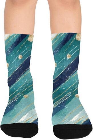 جوارب المشي لمسافات طويلة بطبعة نجوم المحيط - جوارب شتوية حرارية سميكة دافئة للأولاد والبنات للمدرسة، والارتداء اليومي والأنشطة الخارجية in Kuwait