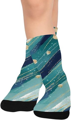 جوارب المشي لمسافات طويلة بطبعة نجوم المحيط - جوارب شتوية حرارية سميكة دافئة للأولاد والبنات للمدرسة، والارتداء اليومي والأنشطة الخارجية in Kuwait