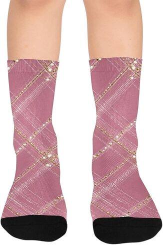 جوارب المشي لمسافات طويلة بطبعة منقوشة باللون الوردي - جوارب شتوية حرارية سميكة دافئة للأولاد والبنات للمدرسة، والارتداء اليومي والأنشطة الخارجية in Kuwait