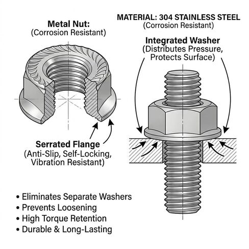 NACX M3 x 0.5mm Serrated Flange Hex Lock Nuts Flanged Locknuts, 304 Stainless Steel, 150Pcs in Saudi Arabia