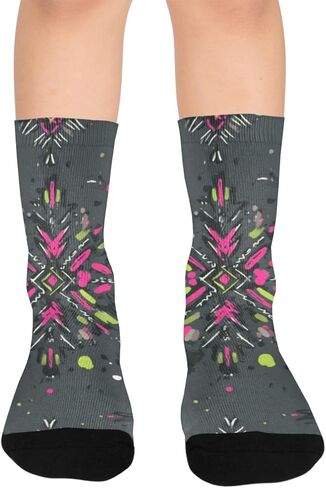 جوارب المشي لمسافات طويلة بطبعة نيون - جوارب شتوية حرارية سميكة دافئة للأولاد والبنات الصغار للمدرسة، والارتداء اليومي والأنشطة الخارجية in Kuwait