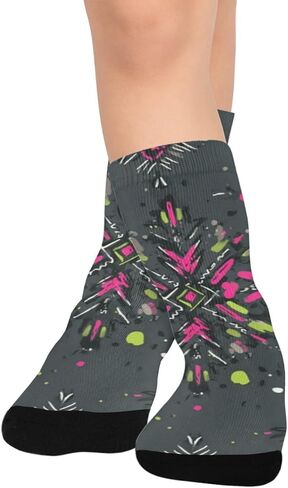 جوارب المشي لمسافات طويلة بطبعة نيون - جوارب شتوية حرارية سميكة دافئة للأولاد والبنات الصغار للمدرسة، والارتداء اليومي والأنشطة الخارجية in Kuwait