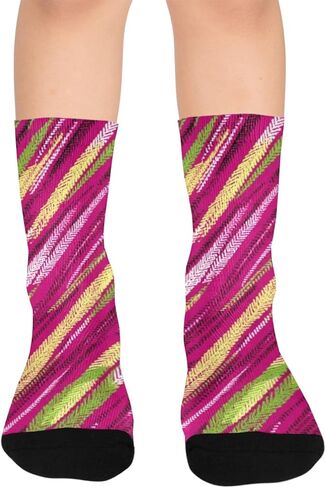 جوارب المشي لمسافات طويلة بتصميم مخطط منفعل - جوارب شتوية حرارية سميكة دافئة للأولاد والبنات الصغار للمدرسة، والارتداء اليومي والأنشطة الخارجية in Kuwait