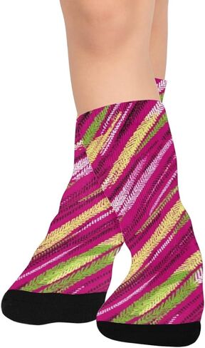 جوارب المشي لمسافات طويلة بتصميم مخطط منفعل - جوارب شتوية حرارية سميكة دافئة للأولاد والبنات الصغار للمدرسة، والارتداء اليومي والأنشطة الخارجية in Kuwait