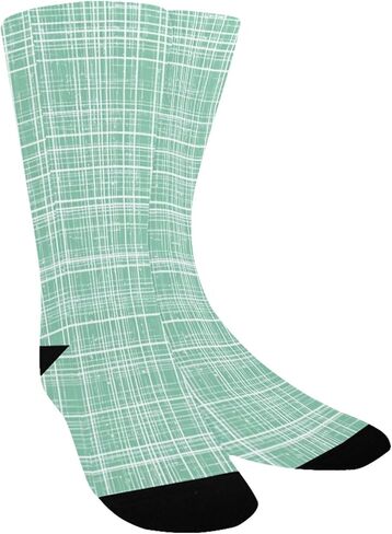 جوارب المشي لمسافات طويلة باللون الأخضر بطبعة شبكة النعناع - جوارب شتوية حرارية سميكة دافئة للأولاد والبنات للمدرسة، والارتداء اليومي والأنشطة الخارجية in Kuwait