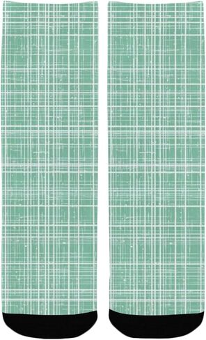 جوارب المشي لمسافات طويلة باللون الأخضر بطبعة شبكة النعناع - جوارب شتوية حرارية سميكة دافئة للأولاد والبنات للمدرسة، والارتداء اليومي والأنشطة الخارجية in Kuwait