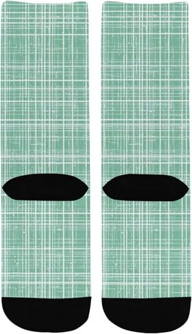 جوارب المشي لمسافات طويلة باللون الأخضر بطبعة شبكة النعناع - جوارب شتوية حرارية سميكة دافئة للأولاد والبنات للمدرسة، والارتداء اليومي والأنشطة الخارجية in Kuwait