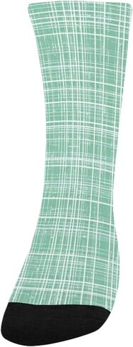 جوارب المشي لمسافات طويلة باللون الأخضر بطبعة شبكة النعناع - جوارب شتوية حرارية سميكة دافئة للأولاد والبنات للمدرسة، والارتداء اليومي والأنشطة الخارجية in Kuwait