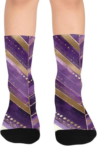 جوارب الأوركيد المنقوشة باللون الأرجواني للمشي لمسافات طويلة - جوارب شتوية حرارية سميكة دافئة للأولاد والبنات للمدرسة، والارتداء اليومي والأنشطة الخارجية in Kuwait