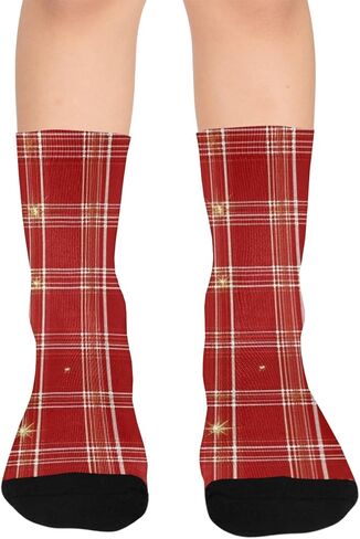 جوارب احتفالية منقوشة باللون الأحمر للمشي لمسافات طويلة - جوارب شتوية حرارية سميكة دافئة للأولاد والبنات للمدرسة، والارتداء اليومي والأنشطة الخارجية in Kuwait