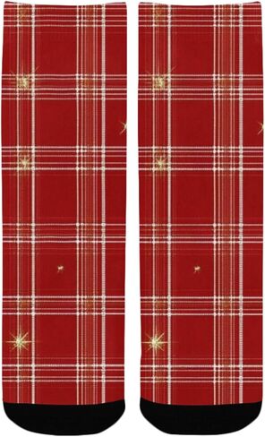 جوارب احتفالية منقوشة باللون الأحمر للمشي لمسافات طويلة - جوارب شتوية حرارية سميكة دافئة للأولاد والبنات للمدرسة، والارتداء اليومي والأنشطة الخارجية in Kuwait