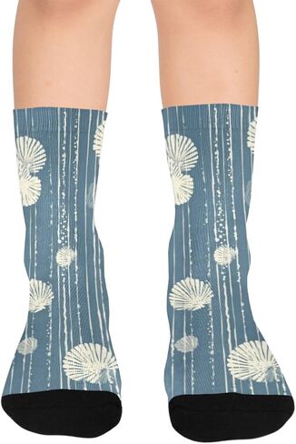 جوارب المشي لمسافات طويلة بطبعة صدفة نيلي - جوارب شتوية حرارية سميكة دافئة للأطفال الصغار للأولاد والبنات للمدرسة، والارتداء اليومي والأنشطة الخارجية in Kuwait