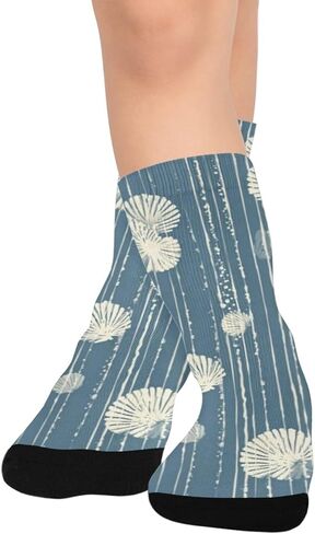 جوارب المشي لمسافات طويلة بطبعة صدفة نيلي - جوارب شتوية حرارية سميكة دافئة للأطفال الصغار للأولاد والبنات للمدرسة، والارتداء اليومي والأنشطة الخارجية in Kuwait