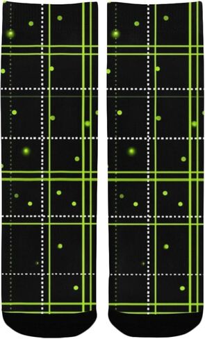 جوارب المشي لمسافات طويلة منقوشة باللون الأخضر النيون - جوارب شتوية حرارية سميكة دافئة للأولاد والبنات الصغار للمدرسة، والارتداء اليومي والأنشطة الخارجية in Kuwait