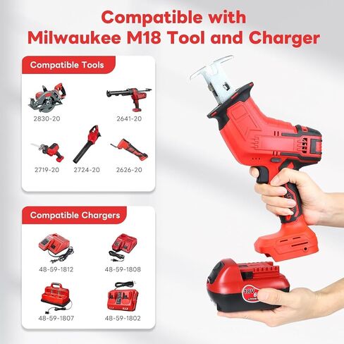 18V 6.0AH Lithium-ion استبدال لـ Milwaukee M18 بطارية مع شاحن بطارية ميلووكي M18 و 18 فولت الأدوات اللاسلكية (2Packs) in Kuwait