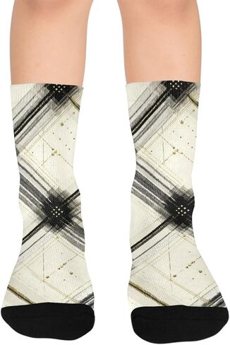 جوارب سوداء منقوشة مذهبة للمشي لمسافات طويلة - جوارب شتوية حرارية سميكة دافئة للأطفال الصغار للأولاد والبنات للمدرسة، والارتداء اليومي والأنشطة الخارجية in Kuwait