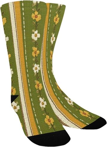جوارب Sunny Stripe Flower Green للتنزه سيرًا على الأقدام - جوارب شتوية سميكة دافئة للأولاد والبنات الصغار للمدرسة، والارتداء اليومي والأنشطة الخارجية in Kuwait