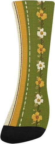 جوارب Sunny Stripe Flower Green للتنزه سيرًا على الأقدام - جوارب شتوية سميكة دافئة للأولاد والبنات الصغار للمدرسة، والارتداء اليومي والأنشطة الخارجية in Kuwait