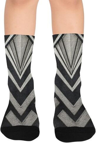 جوارب المشي لمسافات طويلة بطبعة آرت ديكو معدنية - جوارب شتوية حرارية سميكة دافئة للأولاد والبنات الصغار للمدرسة، والارتداء اليومي والأنشطة الخارجية in Kuwait