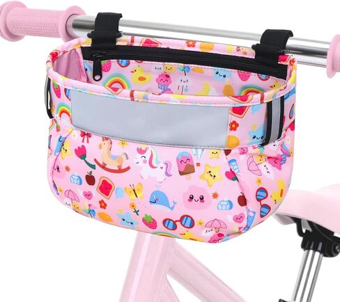 Kids Bike Basket - Front Handlebar Bike Basket for Kids Bicycle,Scooter, Waterproof Fabric Kids Bicycle Basket for Boys,Girls, Kids Toddlers Bike Accessories in Kuwait