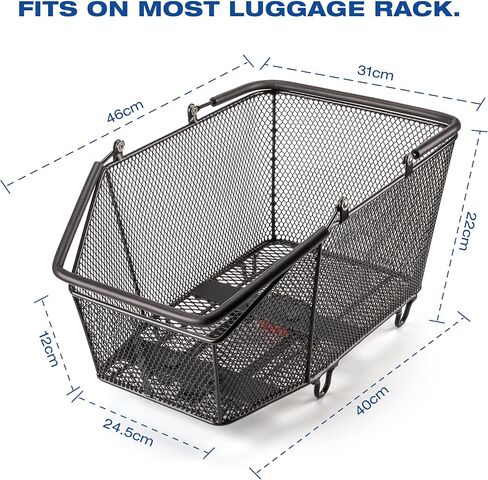 Rear Bike Basket with Quick Release – Large Capacity Bicycle Rear Rack Basket with Cargo Net & Waterproof Cover, Heavy Duty Steel Wire Carrier for Groceries, Commuting, E-Bike in Saudi Arabia