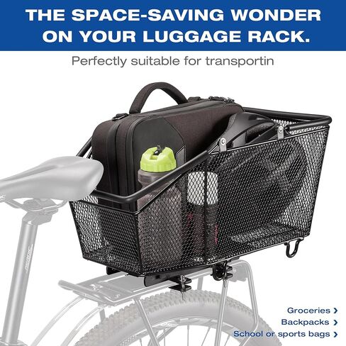 Rear Bike Basket with Quick Release – Large Capacity Bicycle Rear Rack Basket with Cargo Net & Waterproof Cover, Heavy Duty Steel Wire Carrier for Groceries, Commuting, E-Bike in Saudi Arabia