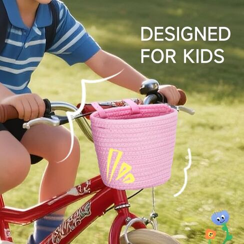 Kids Front Bike Basket with Removable Handle - Easy No-Tools Installation for Bicycle, Scooter, Tricycle & Balance Bike Gift for Girls and Boys Ages 3-13 in Saudi Arabia