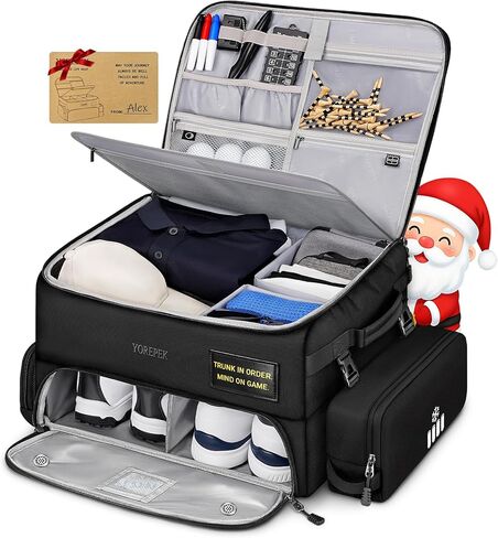 YOREPEK Upgraded Golf Trunk Organizer, Christmas Gifts for Golfers, with Removable Insulated Pouch&Dust-Proof Protective Layer, Multi-Compartment fits 2 Pairs of Shoes, Golf Accessories in Saudi Arabia