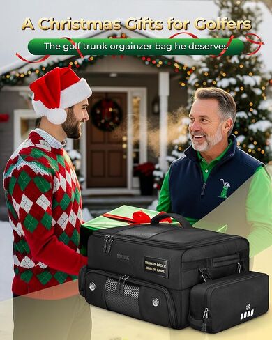 YOREPEK Upgraded Golf Trunk Organizer, Christmas Gifts for Golfers, with Removable Insulated Pouch&Dust-Proof Protective Layer, Multi-Compartment fits 2 Pairs of Shoes, Golf Accessories in Saudi Arabia