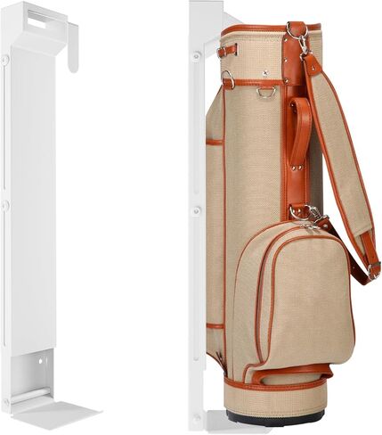 حامل حقيبة جولف مثبت على الحائط من الدرجة السياحية - رف تخزين حقيبة جولف مثبت على الحائط، تصميم أنيق ممتاز للمرآب/كهف الرجل (أبيض) in Kuwait