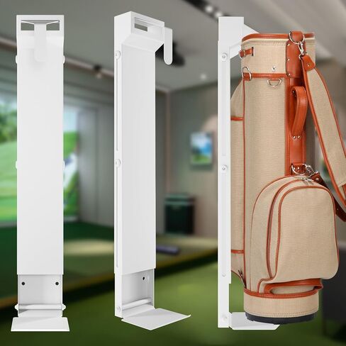 حامل حقيبة جولف مثبت على الحائط من الدرجة السياحية - رف تخزين حقيبة جولف مثبت على الحائط، تصميم أنيق ممتاز للمرآب/كهف الرجل (أبيض) in Kuwait