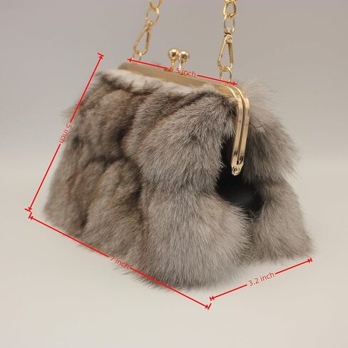 Luxurious Fur Evening Handbag Clutches - Genuine Fox, Rabbit, and Mink Fur with Chic Patterns in Kuwait