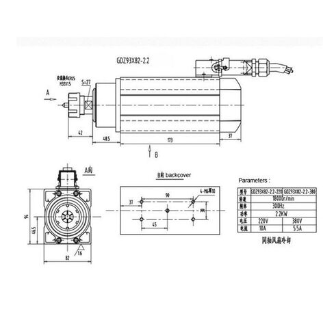 380V 2.2KW 3HP Square Spindle Motor Air Cooled 4 Bearings + 3kw VFD Inverter + ER20 Chuck Kit in Saudi Arabia
