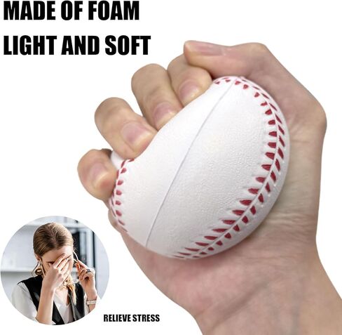 12 حزمة من كرات البيسبول الرغوية كرات البيسبول الناعمة مع حقيبة شبكية للاعبين المراهقين، تدريب الكرة الرياضية، كرة الضرب الآمنة، الضرب والميدان في الأماكن المغلقة والخارجية باللون الأبيض in Kuwait