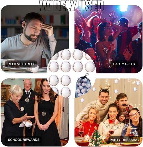 12 حزمة من كرات البيسبول الرغوية كرات البيسبول الناعمة مع حقيبة شبكية للاعبين المراهقين، تدريب الكرة الرياضية، كرة الضرب الآمنة، الضرب والميدان في الأماكن المغلقة والخارجية باللون الأبيض in Kuwait