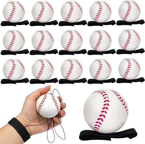 16 قطعة من كرة إرجاع المعصم مقاس 2.3 بوصة كرات البيسبول التفاعلية على سلك مرن لممارسة تمارين المعصم الرياضية وحفلات البيسبول والأنشطة الخارجية الممتعة in Kuwait