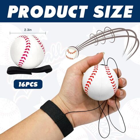 16 قطعة من كرة إرجاع المعصم مقاس 2.3 بوصة كرات البيسبول التفاعلية على سلك مرن لممارسة تمارين المعصم الرياضية وحفلات البيسبول والأنشطة الخارجية الممتعة in Kuwait