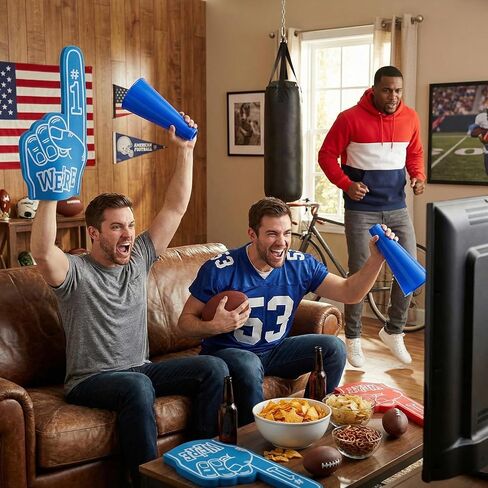 12 قطعة من الأصابع الإسفنجية العملاقة 18 بوصة ومكبر صوت بلاستيكي أزرق مقاس 8 بوصة، نحن رقم 1 في يد التشجيع الإسفنجية لجميع أنواع الأحداث الرياضية والألعاب والأنشطة الخارجية والمدارس والملاعب in Kuwait