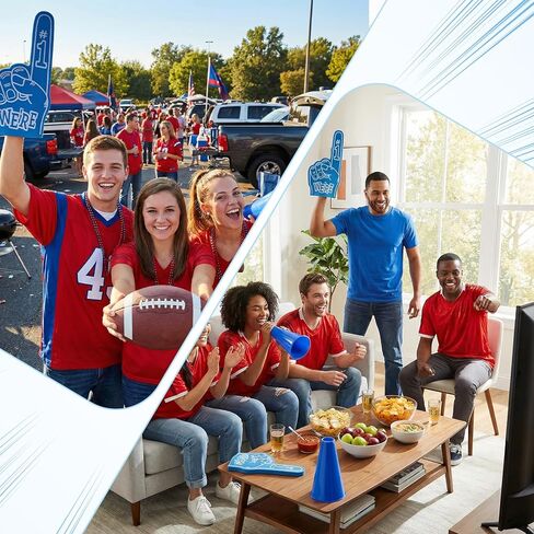 12 قطعة من الأصابع الإسفنجية العملاقة 18 بوصة ومكبر صوت بلاستيكي أزرق مقاس 8 بوصة، نحن رقم 1 في يد التشجيع الإسفنجية لجميع أنواع الأحداث الرياضية والألعاب والأنشطة الخارجية والمدارس والملاعب in Kuwait