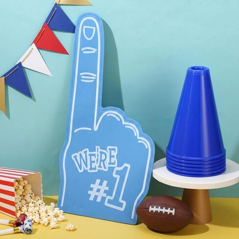 12 قطعة من الأصابع الإسفنجية العملاقة 18 بوصة ومكبر صوت بلاستيكي أزرق مقاس 8 بوصة، نحن رقم 1 في يد التشجيع الإسفنجية لجميع أنواع الأحداث الرياضية والألعاب والأنشطة الخارجية والمدارس والملاعب in Kuwait