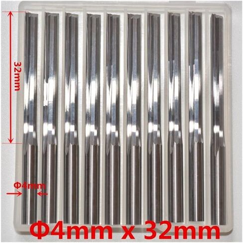 4mm*32mm-10PCS, Cnc Tungsten Solid Carbide End Mill,woodworking Router Bit,2 Flutes Straight Milling Cutter,wood Cuttter in Saudi Arabia