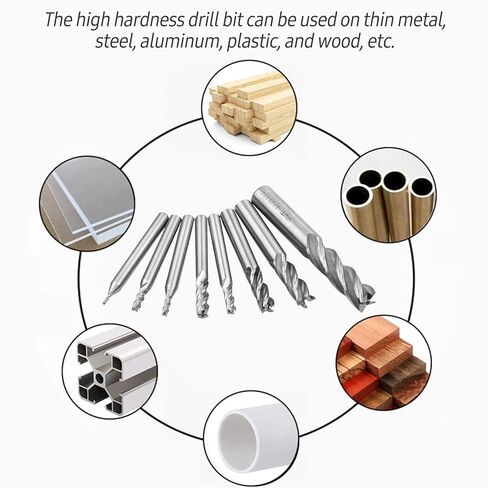 8PCS HSS Straight Shank End Mill Set 4 Flute Versatile High Speed Steel Drill Bits Professional CNC Milling Cutter Bits for Metal Wood Plastic Drilling Cutting in Kuwait