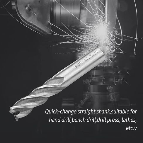 8PCS HSS Straight Shank End Mill Set 4 Flute Versatile High Speed Steel Drill Bits Professional CNC Milling Cutter Bits for Metal Wood Plastic Drilling Cutting in Kuwait