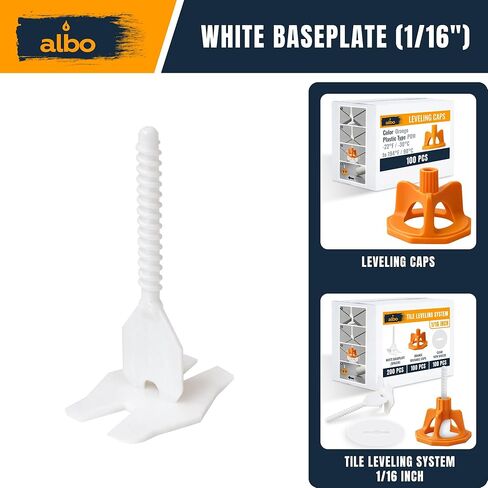 لوحات قاعدة نظام تسوية البلاط من ALBO مقاس 1/16 بوصة - 250 قطعة - فواصل احترافية للأرضيات والجدران، ومشابك تثبيت مضادة للشفاه لجميع تنسيقات البلاط، ونظام فاصل ذاتي التسوية جديد in Kuwait